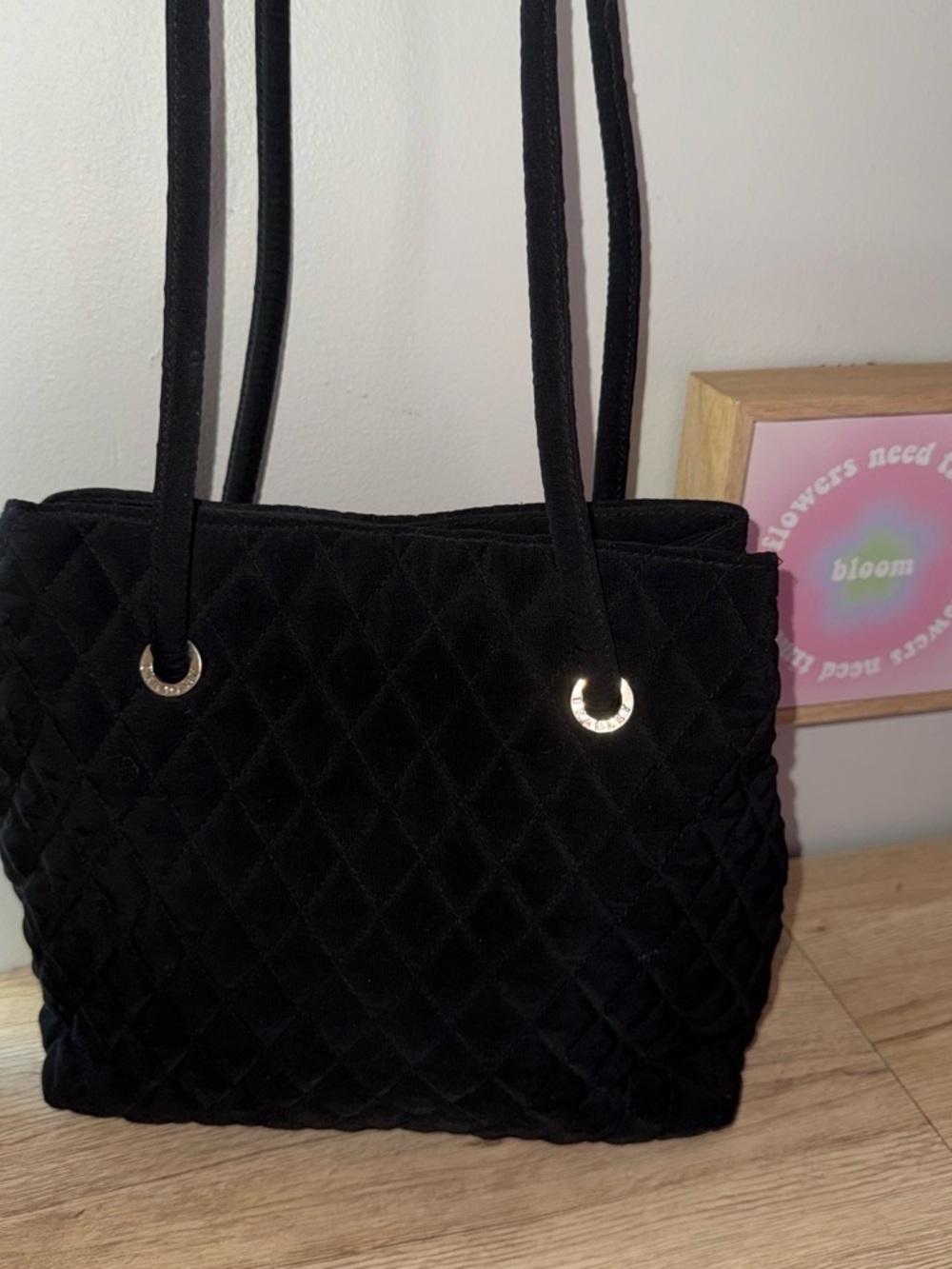 Vera Bradley Quilted Black Shoulder Tote Bag